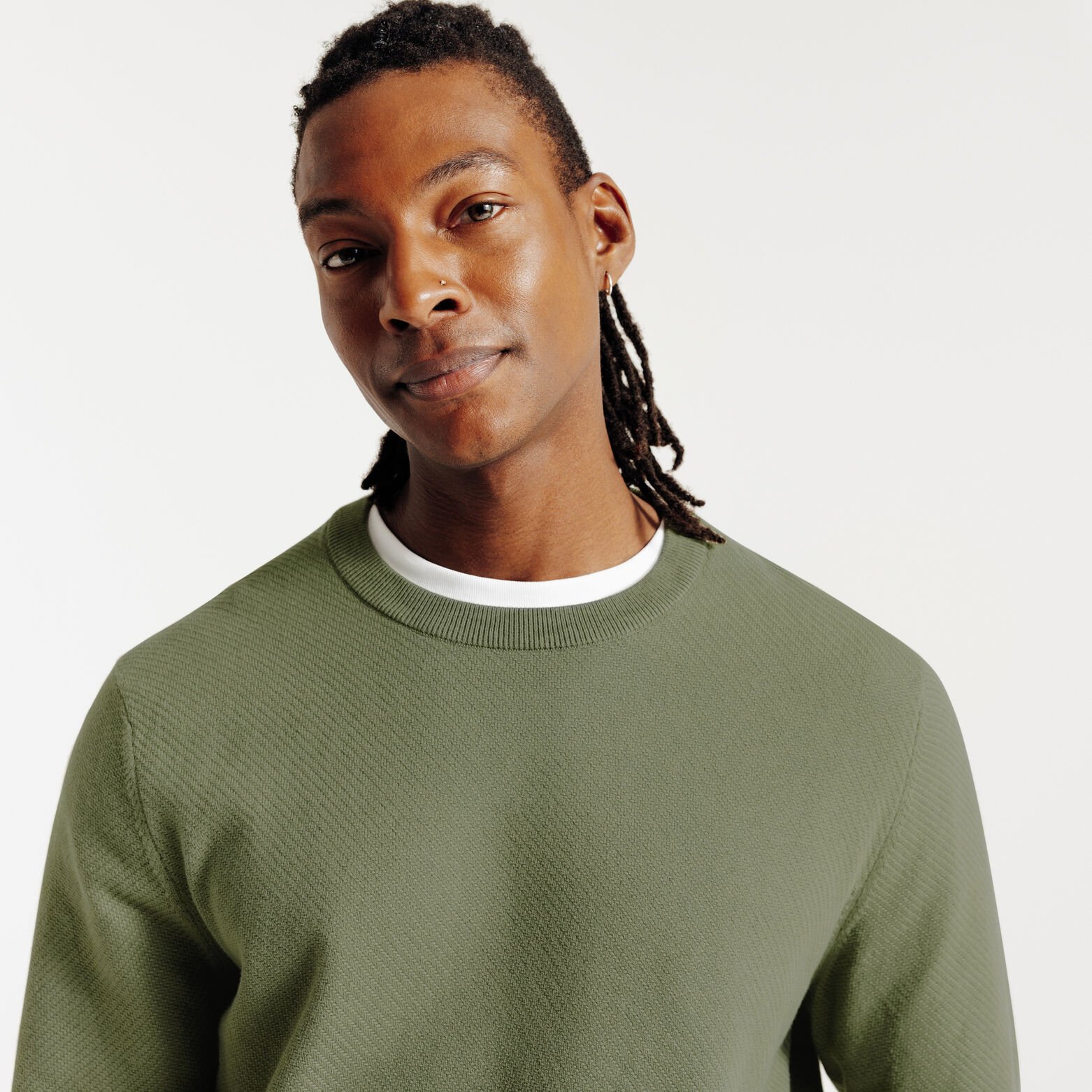 Pull col rond jeux de points fantaisie