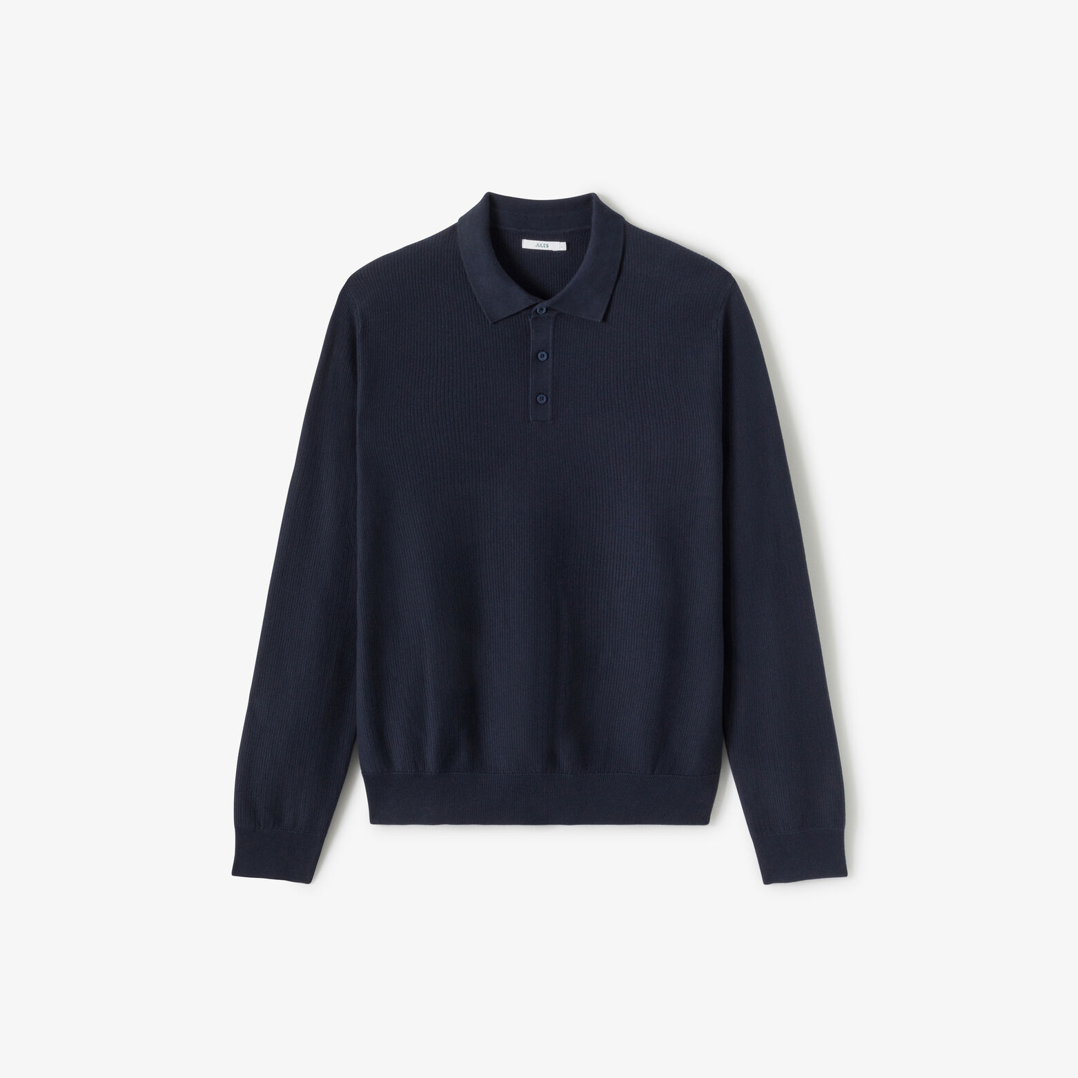 Polo in tricot met fantasie stekenpatroon en knoop