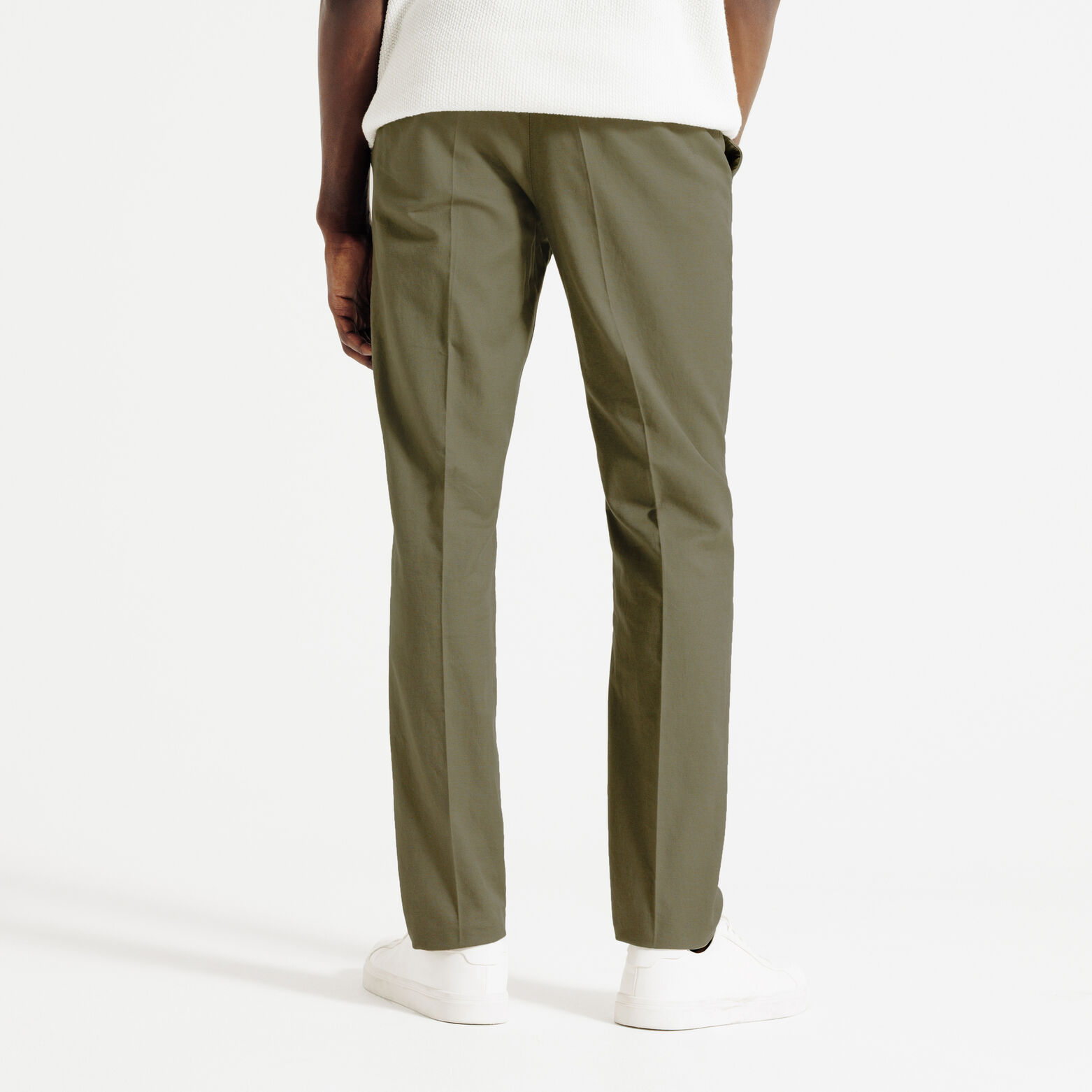 Pantalon droit m&eacute;lange coton lin