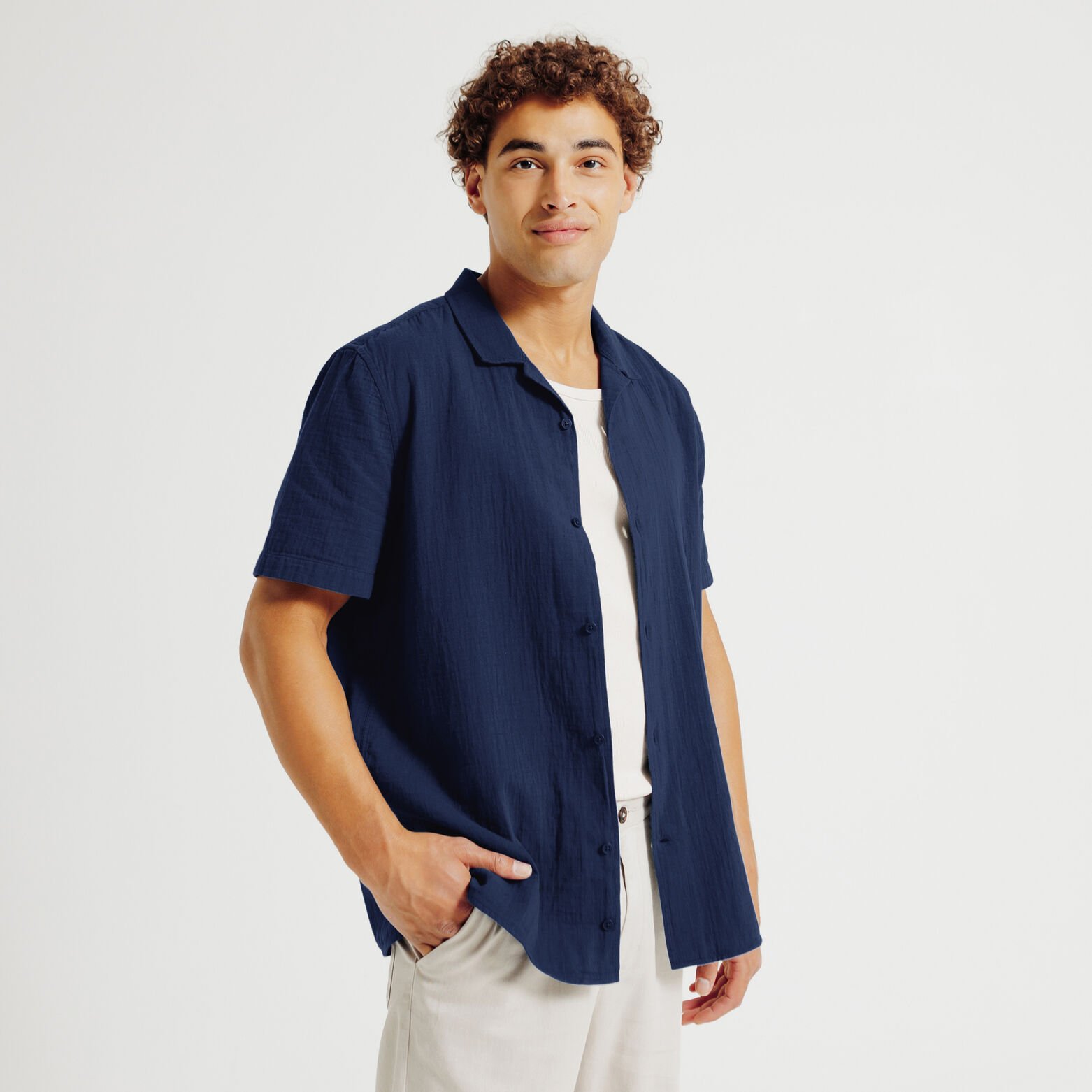 Chemisette en gaze de coton col requin