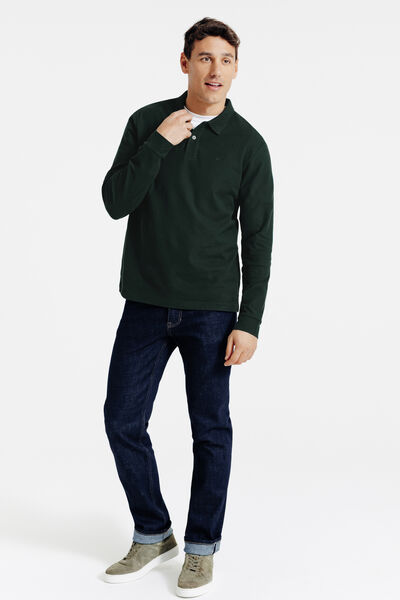 Polo manches longues piqu&eacute; uni