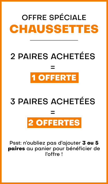 Offre spéciale Chaussettes - 2 paires achetées = 1 offerte - 3 paires achetées = 2 offertes