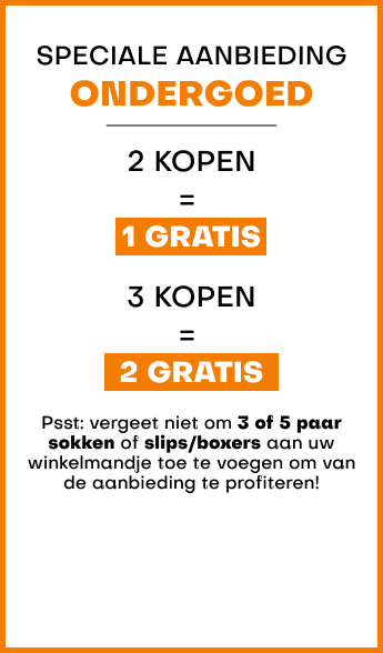 Speciale aanbieding ondergoed  - 2 kopen = 1 gratis / 3 koppen = 2 gratis.